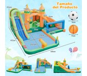 Costway Tobogán de Agua Inflable para Niños Piscinas de Salpicadura Pared para Escalar Pistola de Agua Sin Soplador