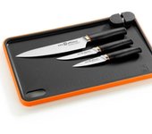 BRA Efficient Set 3 cuchillos Efficient con tabla de cortar