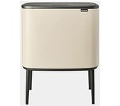 Brabantia - Bo Touch Bin 23+11L - Papelera Grande para la Cocina - Apertura de Tacto Suave - Papelera Doble con Cubos Interiores Extraíbles - Bolsas de Basura Incluidas - Soft Beige - 54 x 31 x 68 cm