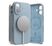 Ringke Funda magnética de Silicona [Compatible con MagSafe] diseñada para iPhone 16, se Siente Aterciopelada, Ligera, Delgada, Bonita y Suave para Mujeres y Hombres (Azul, Apple iPhone 16)