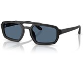 EMPORIO ARMANI(エンポリオアルマーニ) Gafas de sol rectangulares Ea4240u de ajuste universal para hombre, Negro mate/Azul oscuro, 53 mm