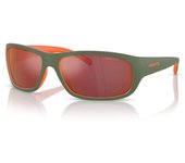ARNETTE An4290 uka - Gafas de sol rectangulares para hombre, Parte superior mate militar/naranja/gris espejado naranja/amarillo, 63 mm