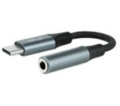Nanocable Cable Adaptador Audio USB-C/M a Jack 3.5/H, 11 cm, Negro/Gris