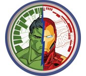 STOR Plato plano infantil de plástico blanco y azul de Marvel Avengers Iron Man Hulk con base antideslizante