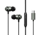 Joyroom earphone wired in-ear headphones with remote and microphone, type-c usb, gray eu (jr-ec06)