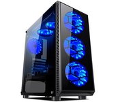 L-LINK Caja para PC ATX con USB 3.0 | 6 Ventiladores LED Azules y Vidrio Templado | Torre PC con Diseño Gaming | Caja pc Gaming ventilada | Caja para Ordenador compacta Modelo: Avatar