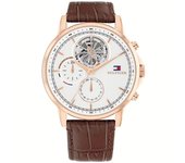 Tommy Hilfiger Reloj Analógico de Cuarzo Multifunción para Hombre con Correa de Cuero Marrón Claro, 1710606