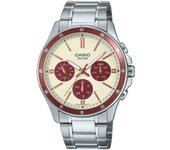 Casio Enticer Men MTP-1374D-5A2VDF - Esfera analógica color crema para hombre (A2347), plateado, Minimalista, minimalista