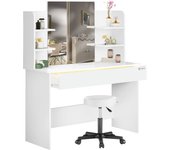 Tocador Lucia Blanco 140x110x40cm con taburete rodante