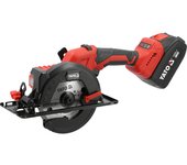YATO, modelo YT-8281185, Sierra circular sin escobillas, ideal para cortes precisos en madera, batería 18V 2x4,0Ah, disco de 140mm, motor potente y eficiente