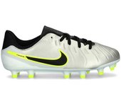 Nike - Bota de fútbol Tiempo Legend 10 Academy FG/MG Niño, Unisex, Mtlc Silver-Black-Volt, 3Y