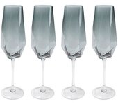 Kare Design Juego de 4 - Copas de champán de cristal ahumado