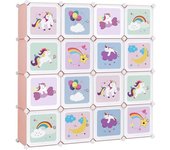 SONGMICS Estantería infantil con 16 cubos de color rosa