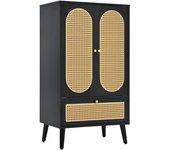 Urban Meuble Aparador de cocina de madera negra con puertas