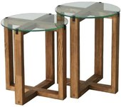 Dmora Mesa de café efecto madera nueces 40x40 h50 cm