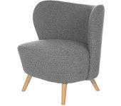 Koketto Home Sillón gris claro borreguito y patas de madera.