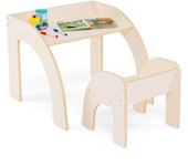 Costway Conjunto de Mesa y Silla para Niños Mesa de Actividades con Amplia Encimera para Habitación Infantil Guardería Mobiliario Infantil