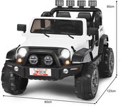 Costway Coche Eléctrico Montable para Niños de Batería 12V con 2 Asientos con Mando 2,4G 3 Velocidades Música Bocina Puerto USB Luces LED Blanco