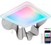 Ksix Celeste Plafón Smartled, Diseño Cuadrado, Altavoz, Rgbic + Cct, 48,5 X 48,5 X 9 Cm, 4450 Lm, 35w, App Tuya, Blanco