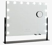 Flamingueo Espejo Maquillaje con Luz 15 Bombillas LED Posición Regulable 3 Modos de Luz Táctil Negro