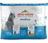 Almo Nature Holistic Sterilised en bolsitas - Pack mixto 6 x 70 g: 3 x Pollo y 3 x Bacalao