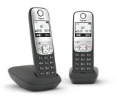 Teléfono inalámbrico Gigaset Analógico Doble Terminal Negro/Plata Altavoz Contestador 20min ECO