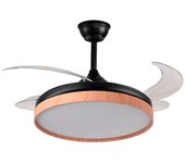 Bel Air Cosmos Ventilador de Techo con Luz y Mando a Distancia 72W 108cm Aspas Retráctiles Negro/Haya