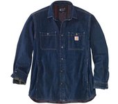 Carhartt Denim Fleece Lined Snap Front Camisa - Azul (M)