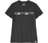 Carhartt Relaxed Fit Lightweight Multi Color Logo Graphic Camiseta de damas - Negro (XS)