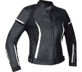 Richa Laura Chaqueta de cuero de moto para mujer - Negro Blanco (40)