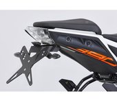 PROTECH Kit de soporte de matrícula  que incluye reflector y placa de acero inoxidable ligero/aluminio recubierto de polvo negro - Negro