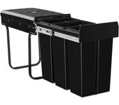 Tectake Cubo de basura extraíble, triple, 30 litros, 3 x 10 litros, negro