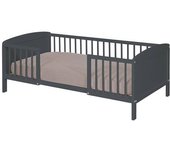 ID Kids Cama infantil con barreras madera maciza y mdf  gris 70x140 cm