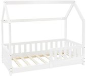 ML-Design Cama infantil con reja protectora madera pino blanco 140x70cm