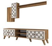 Dmora Mueble de televisión efecto madera nogal, blanco 180x35 h44 cm