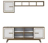 Dmora Mueble de televisión efecto madera nogal, blanco 160x35 h56 cm