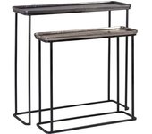 MOYCOR Set 2 consolas de aluminio color bronce 85x25x78cm / 70x20x65cm