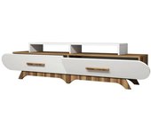 Dmora Mueble de televisión efecto madera nogal, blanco 205x37 h50 cm