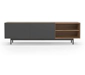 Herdasa Mueble TV melamina nogal y grafito patas grafito 52x180x44 cm