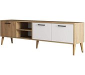 Calicosy Mueble de tv 2 nichos 3 puertas l180 cm - efecto blanco y roble