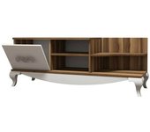 Dmora Mueble de televisión efecto madera nogal, blanco 130x45 h51 cm
