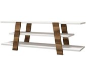 Dmora Mueble de televisión efecto madera nogal, blanco 120x34 h42 cm