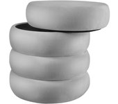 Tectake Taburete tapizado, redondo con almacenaje 42 x 42 x 47 cm gris