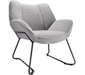 Tectake Sillón de bouclé para salón, acolchado, carga 120 kg, gris claro