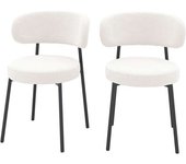 Rendez-Vous Déco Set de 2 sillas en tejido bouclé blanco roto con patas negras