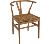 MACABANE Silla de madera de teca reciclada marrón con respaldo curvado