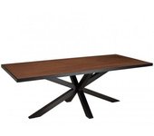 MACABANE Mesa de comedor rectangular color terracota con efecto piedra