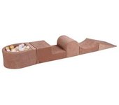 MeowBaby - Parque de juegos infantil de espuma beige con piscina de bolas y 100 bolas beige/blanco