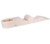 MeowBaby - Parque de juegos infantil de espuma blanca con piscina de bolas y 100 bolas oro/beige/blanco/transparente