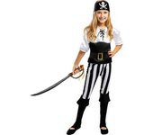 Disfraz de pirata a rayas para niña- Colección blanca y negra 7-9 años